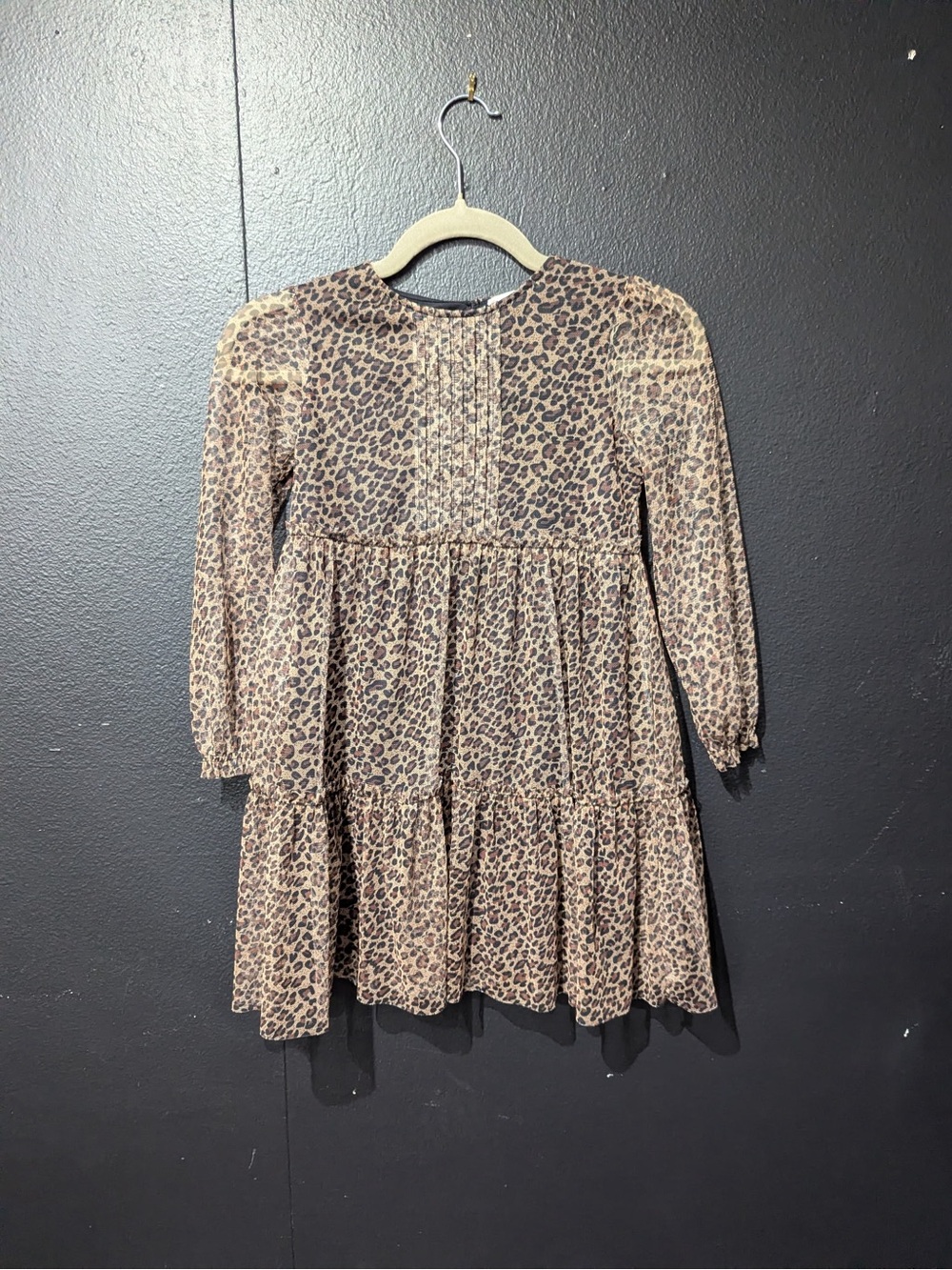 Zara Girls' Leopard Print Tiered Dress - Brown and Black